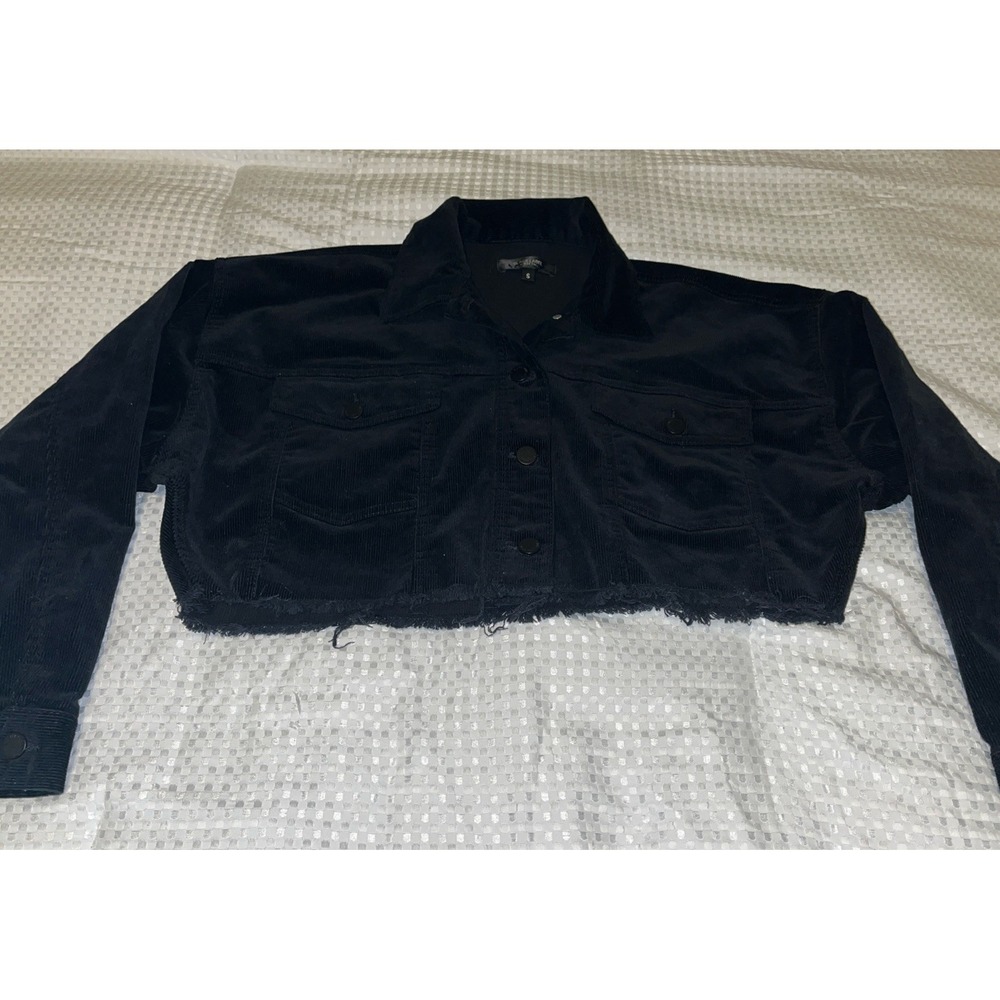 Black Label C'est Toi Jean Jacket Women's Small Distressed Cut Off Corduroy